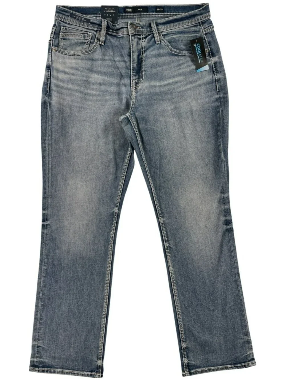 BKE Tyler Relaxed Fit Jeans Mid Rise Light Wash Stretch Denim Men's Sz 36x32 NEW